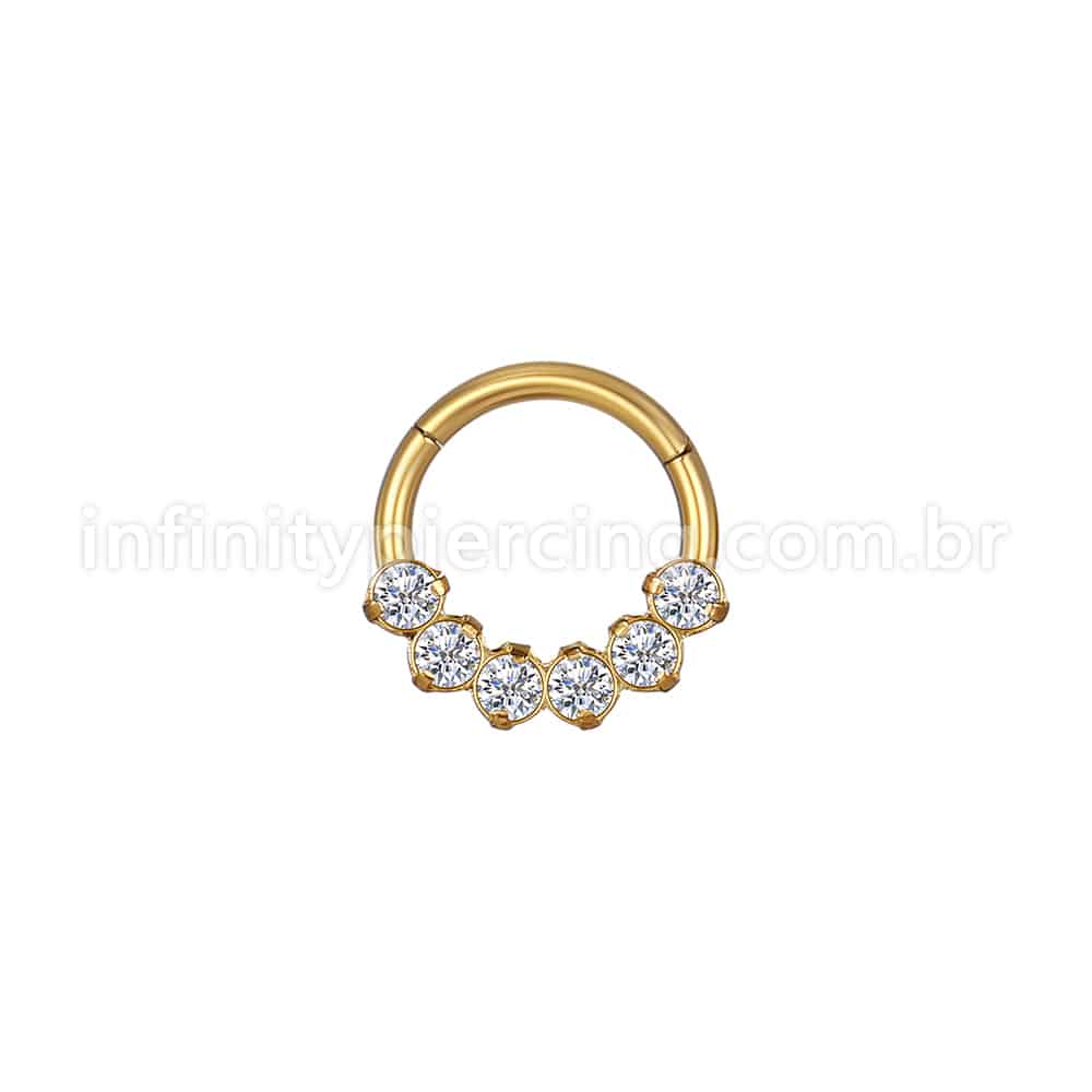 Piercing Argola Aço Cirúrgico Segmento Articulado Zircônia Cravejada