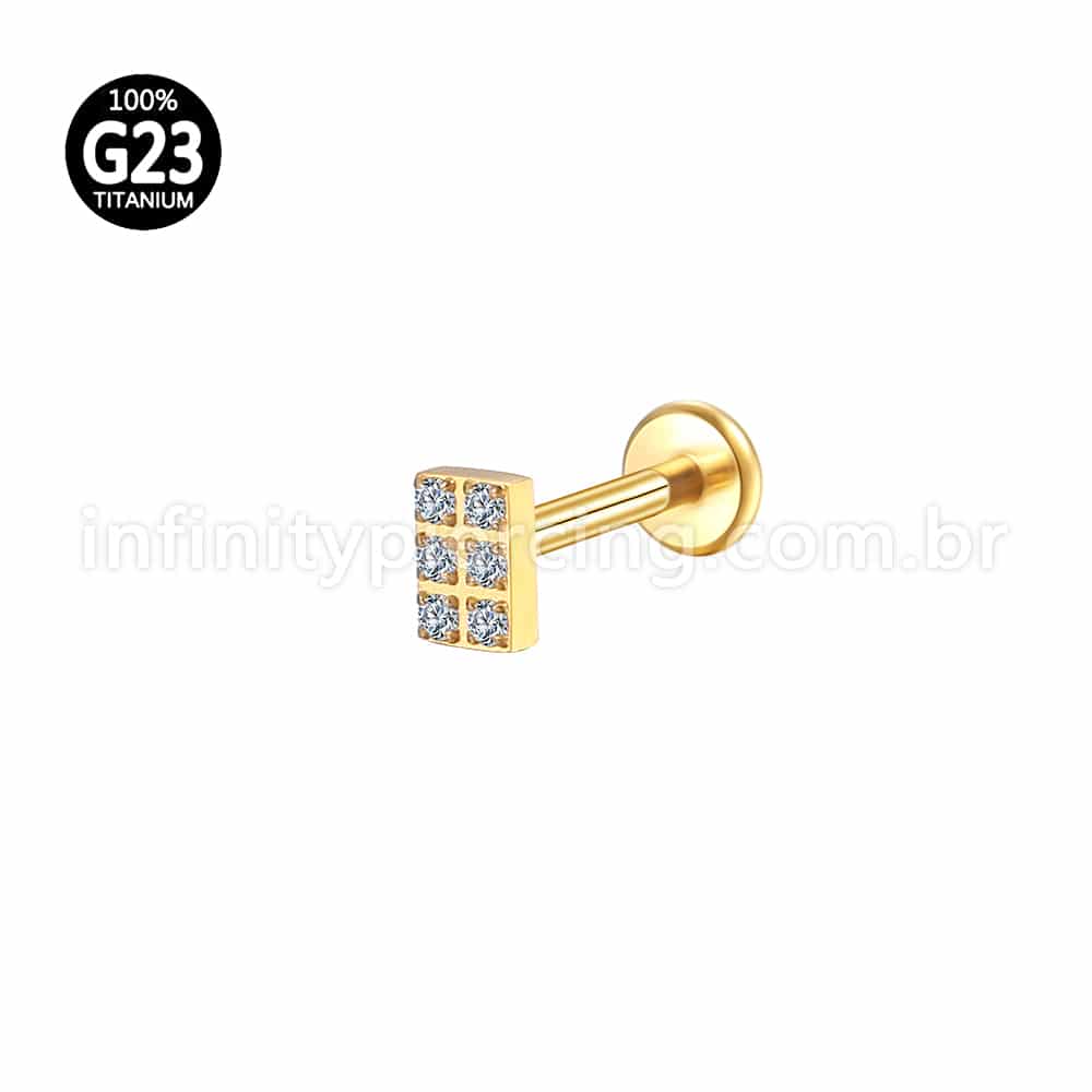 Piercing Labret Titânio Quadrado Zircônia