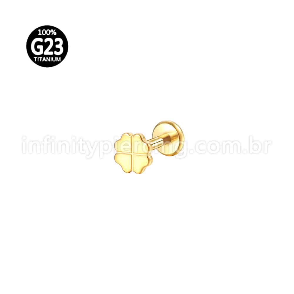 Piercing Labret Titânio Trevo 4 Folhas