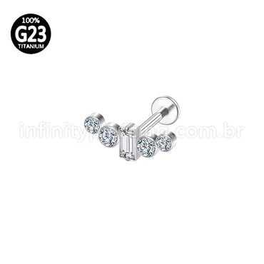 Piercing Labret Titânio Cluster 5 Zircônias