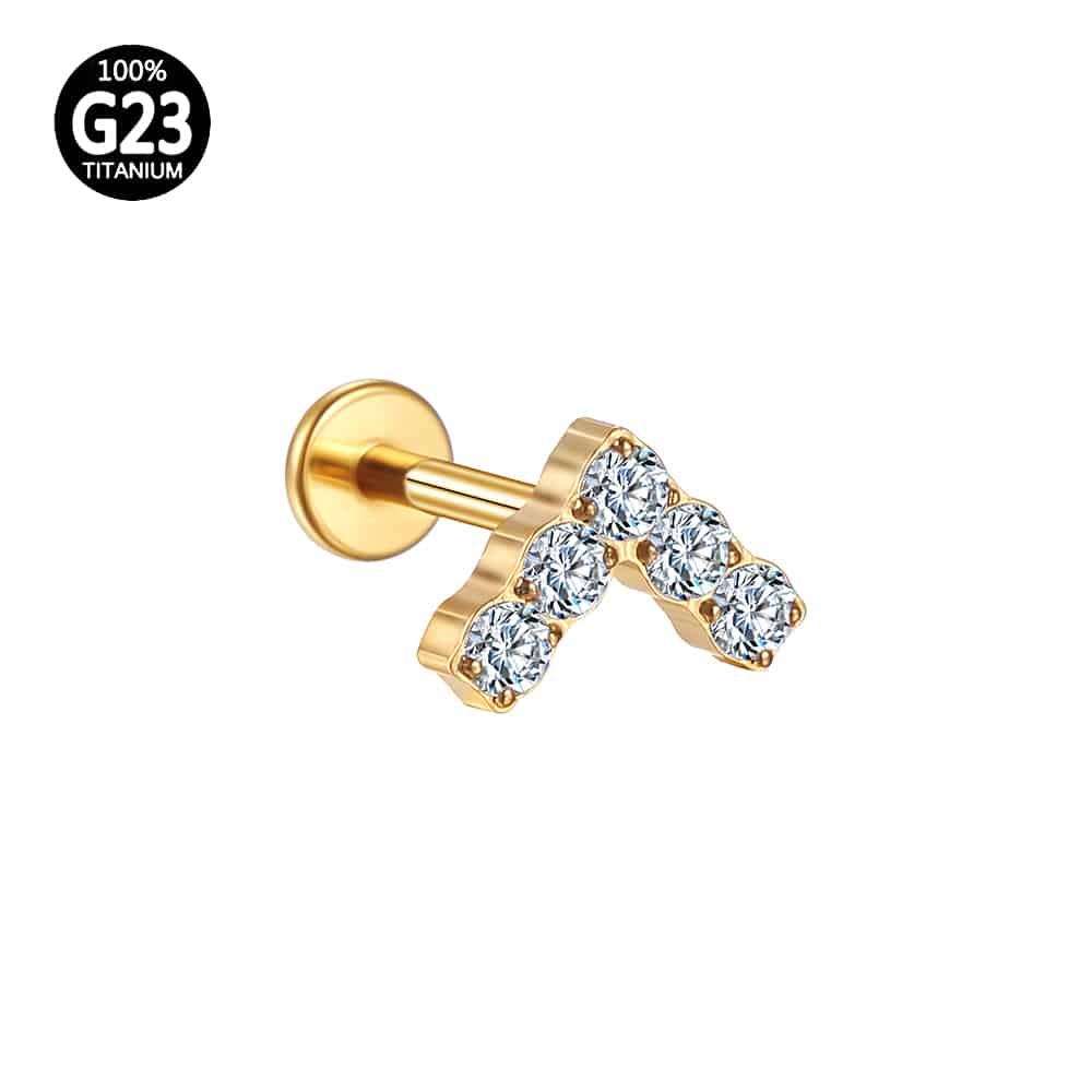 Piercing Labret Titânio V Zircônia Cravejada