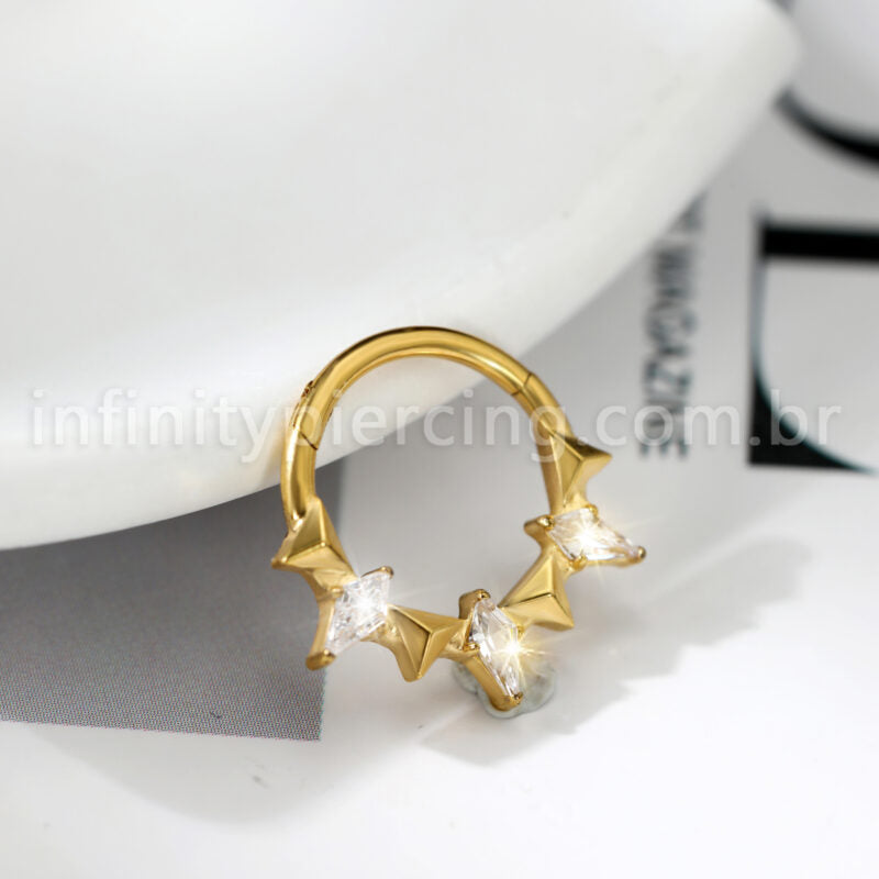 Piercing Argola Titânio Zircônia Cravejada