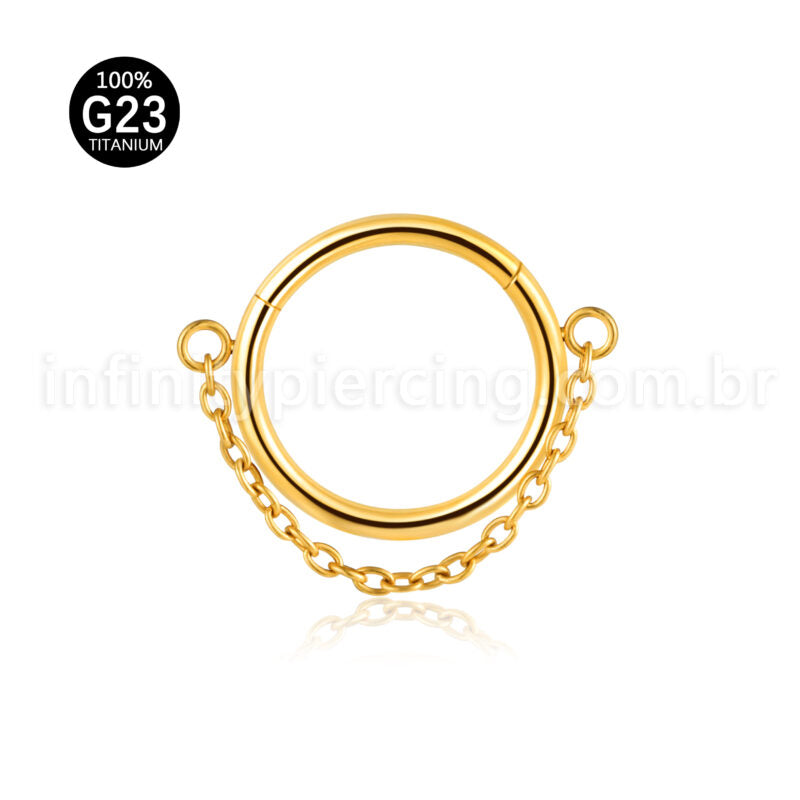 Piercing Argola Titânio Com Corrente
