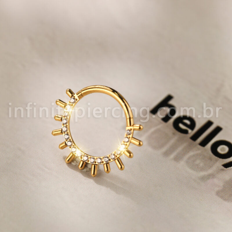 Piercing Argola Titânio Segmento Articulado Zircônia Cravejada