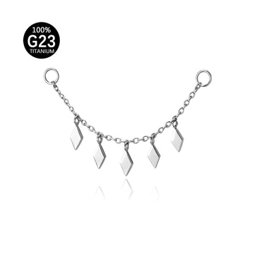 Corrente Titânio Para Piercing Pingente Deltoid Com Zircônia 10932