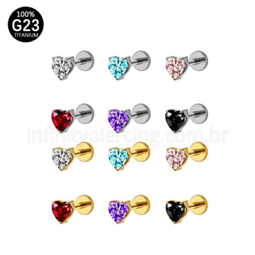 Piercing Labret Titânio Pedra Zircônia