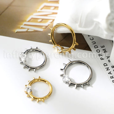 Piercing Argola Titânio Spike Com Pedra Zircônia