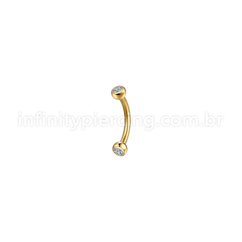 Piercing Barbell Curvo Aço Cirúrgico Zircônia Cravada