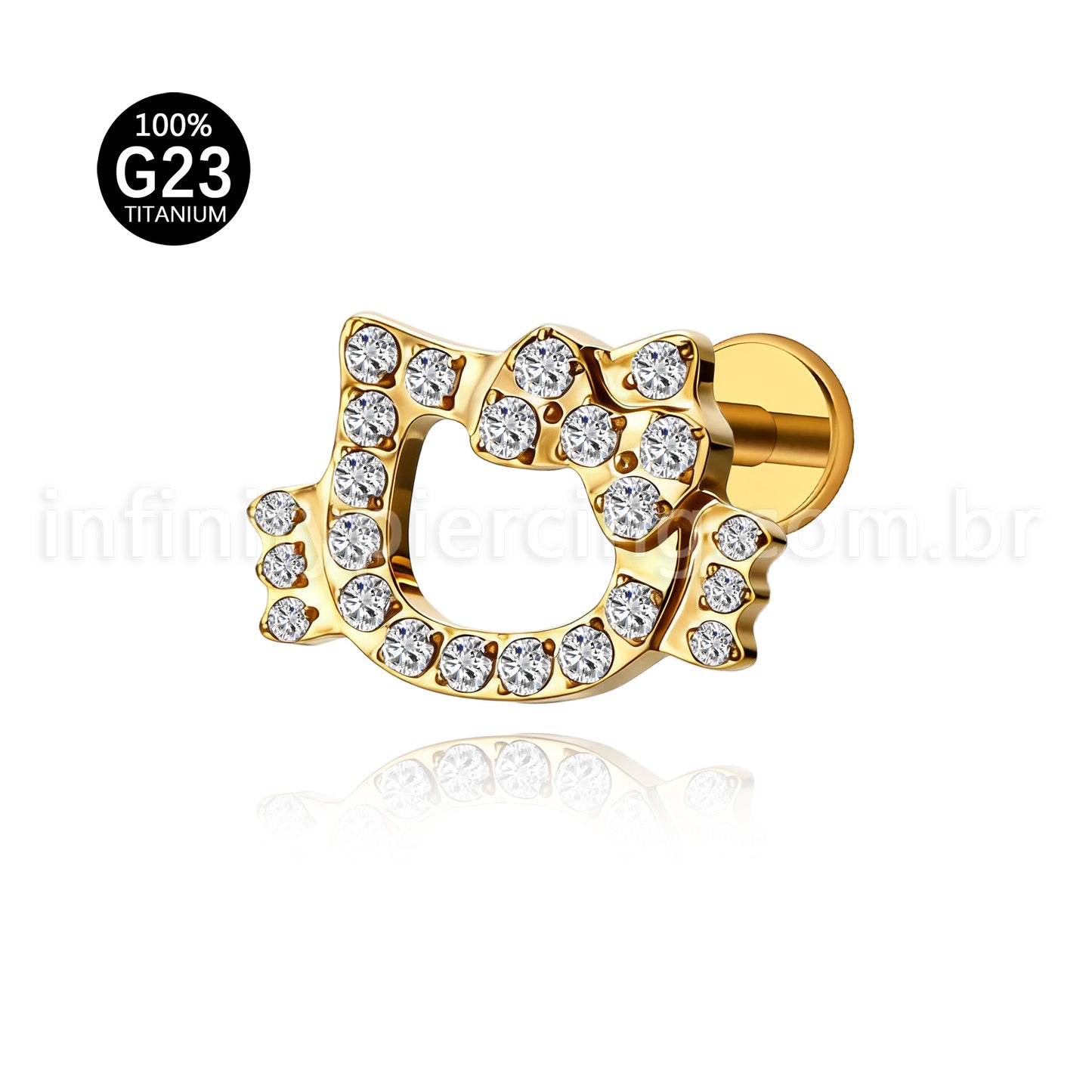 Piercing Labret Titânio Gatinha Com Laço