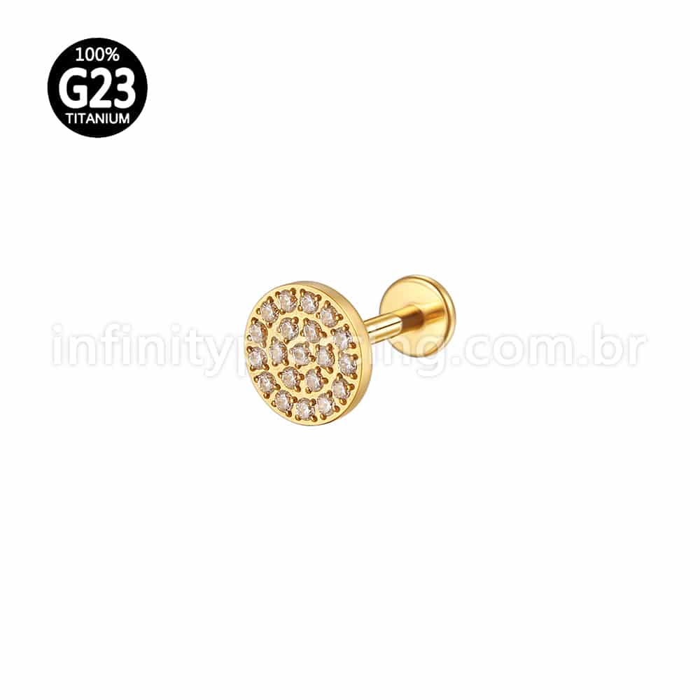 Piercing Labrte Titânio Redondo Zircônia