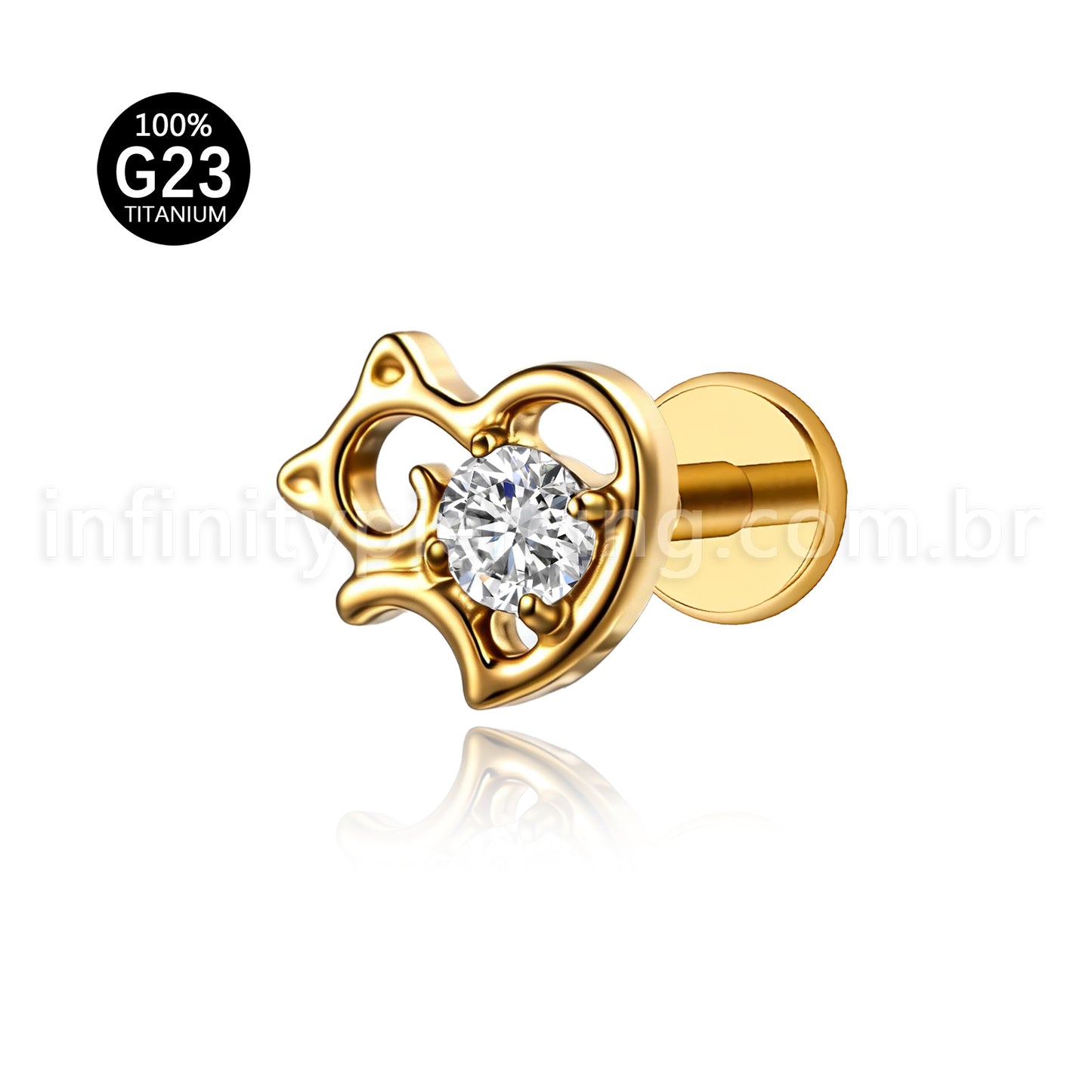 Piercing Labret Titânio Gato/Coração