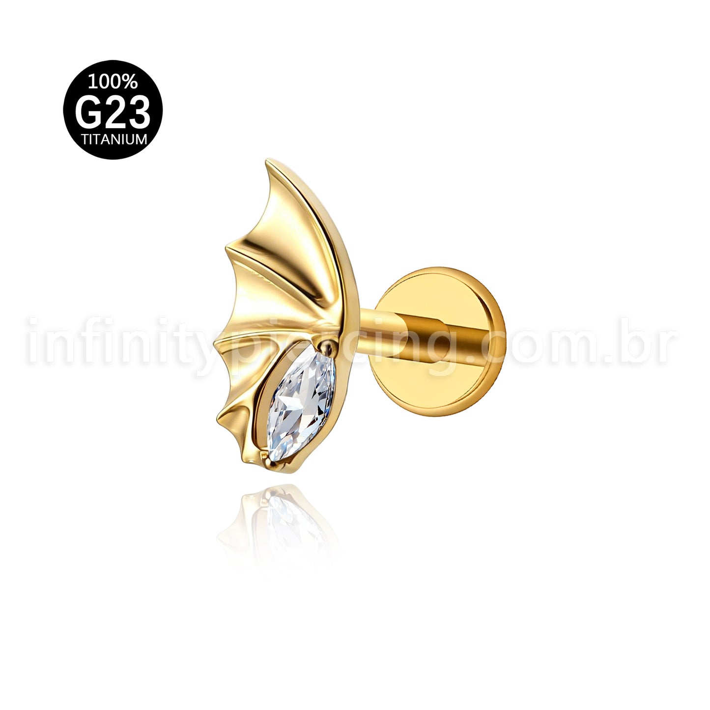 Piercing Labret Titânio Meia Asa