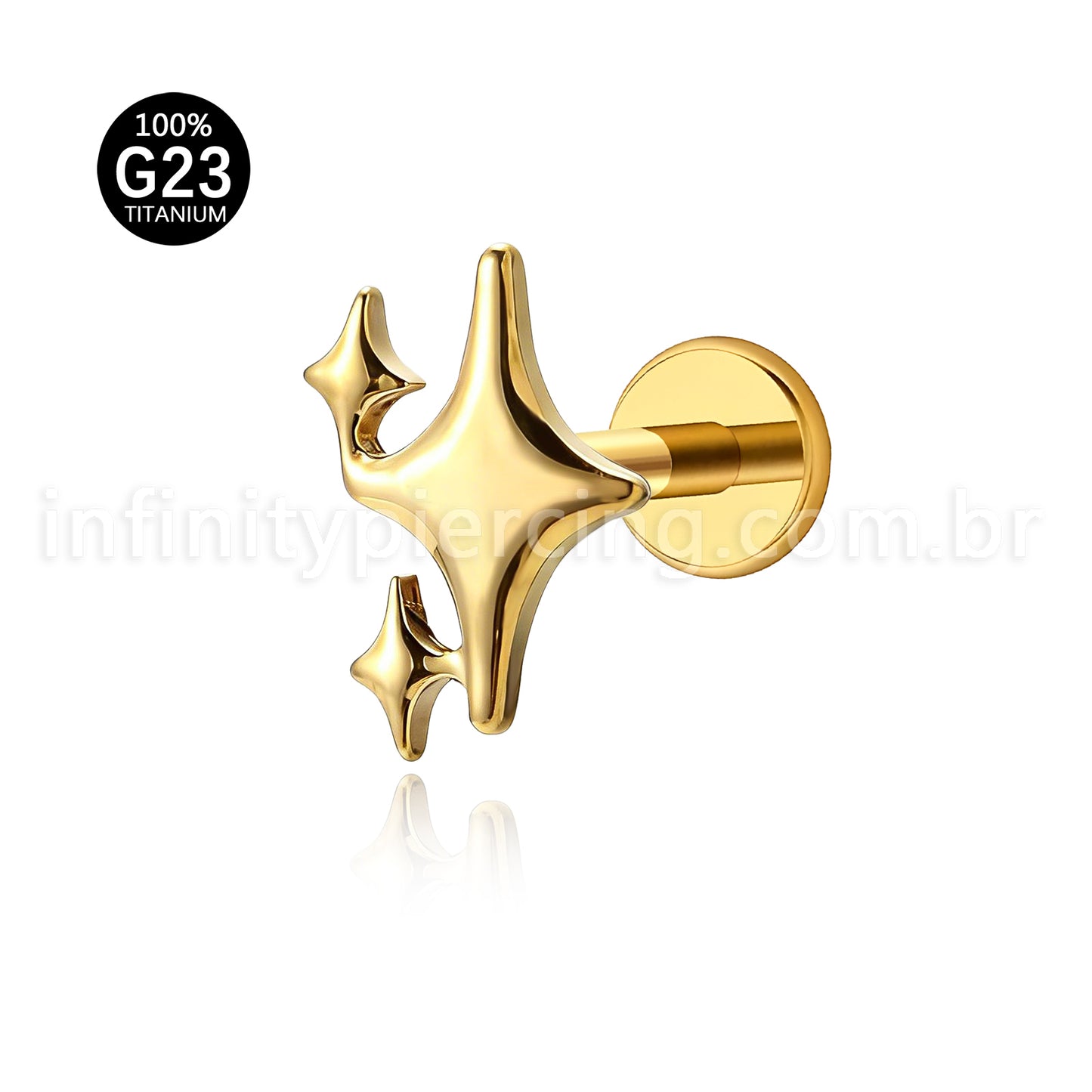 Piercing Labret Titânio Estrelas