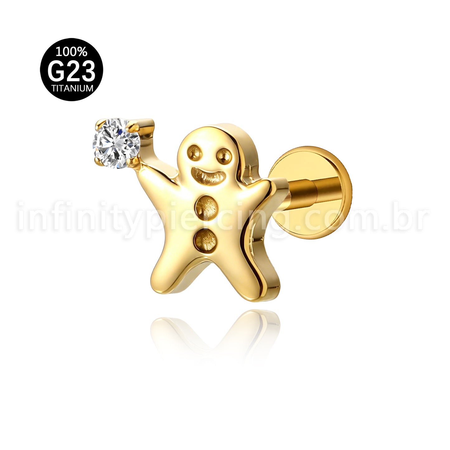 Piercing Labret Titânio Boneco De Biscoito