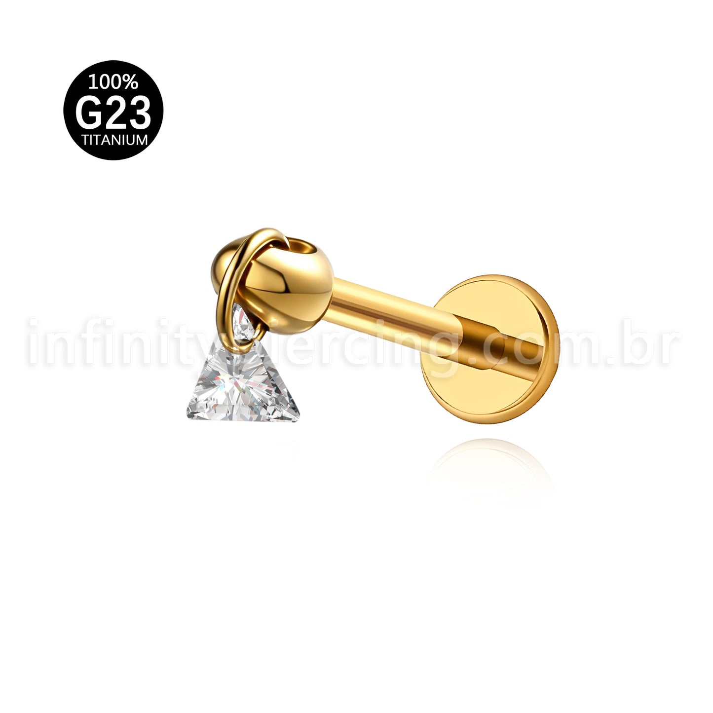 Piercing Labret Titânio Com Pingente Triângulo