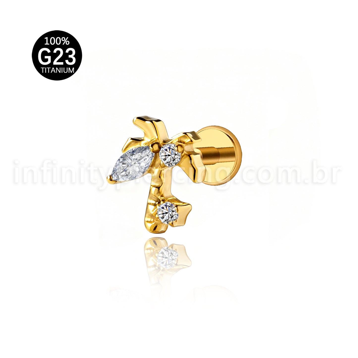 Piercing Labret Titânio Coqueiro Zircônia