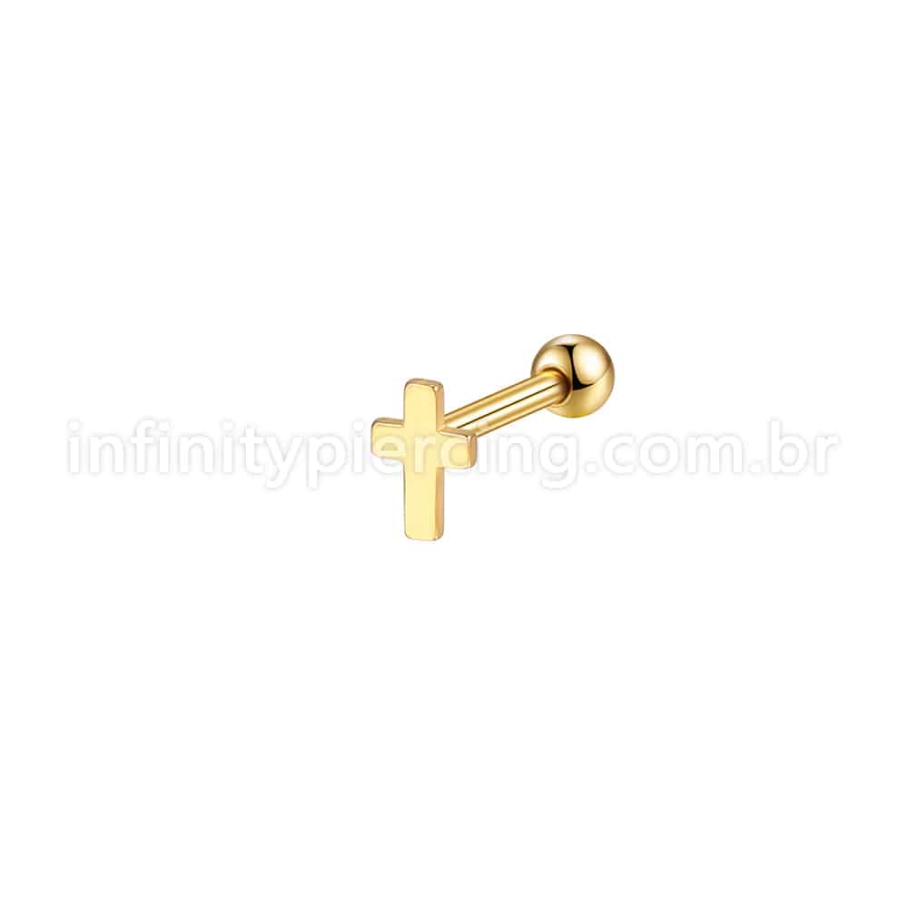 Piercing Minibarbell Aço Cirúrgico Cruz 1,2X8 10487