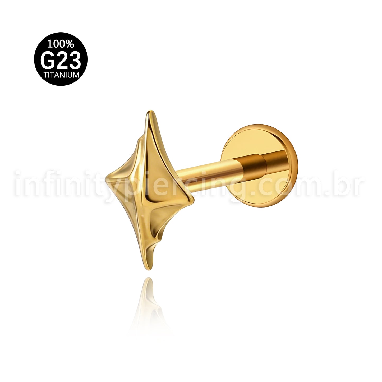 Piercing Labret Titânio Deltoid Detalhado