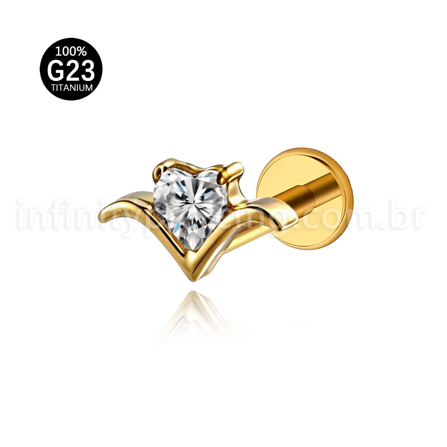 Piercing Labret Titânio Zircônia Cravejada