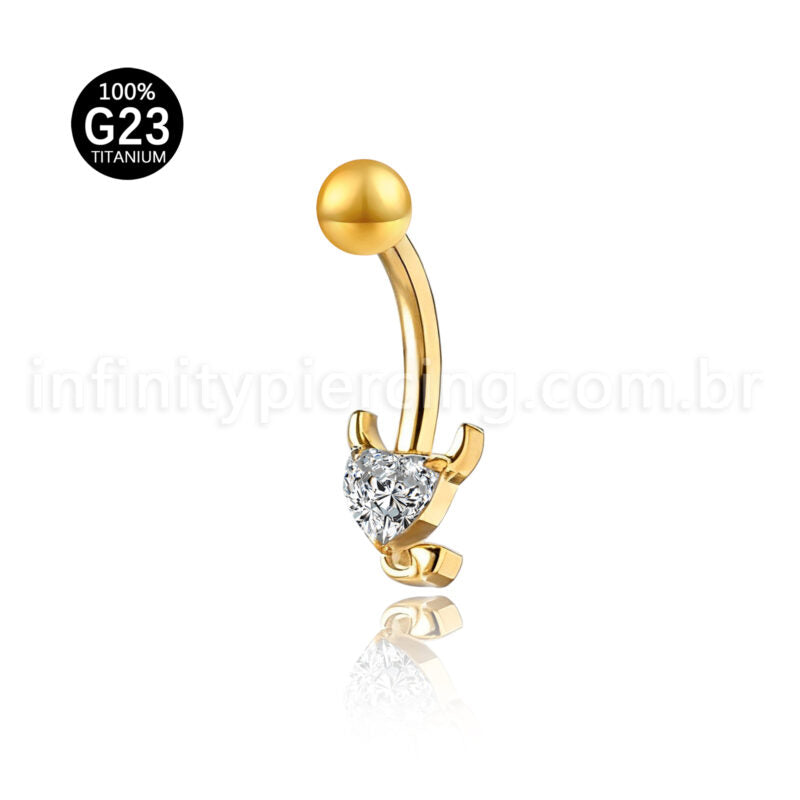 Piercing Banana Titânio Zircônia Coração Diabinho