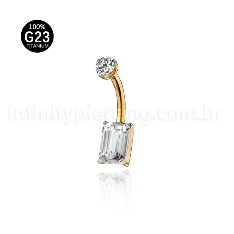 Piercing Banana Titânio Zircônia Quadrada