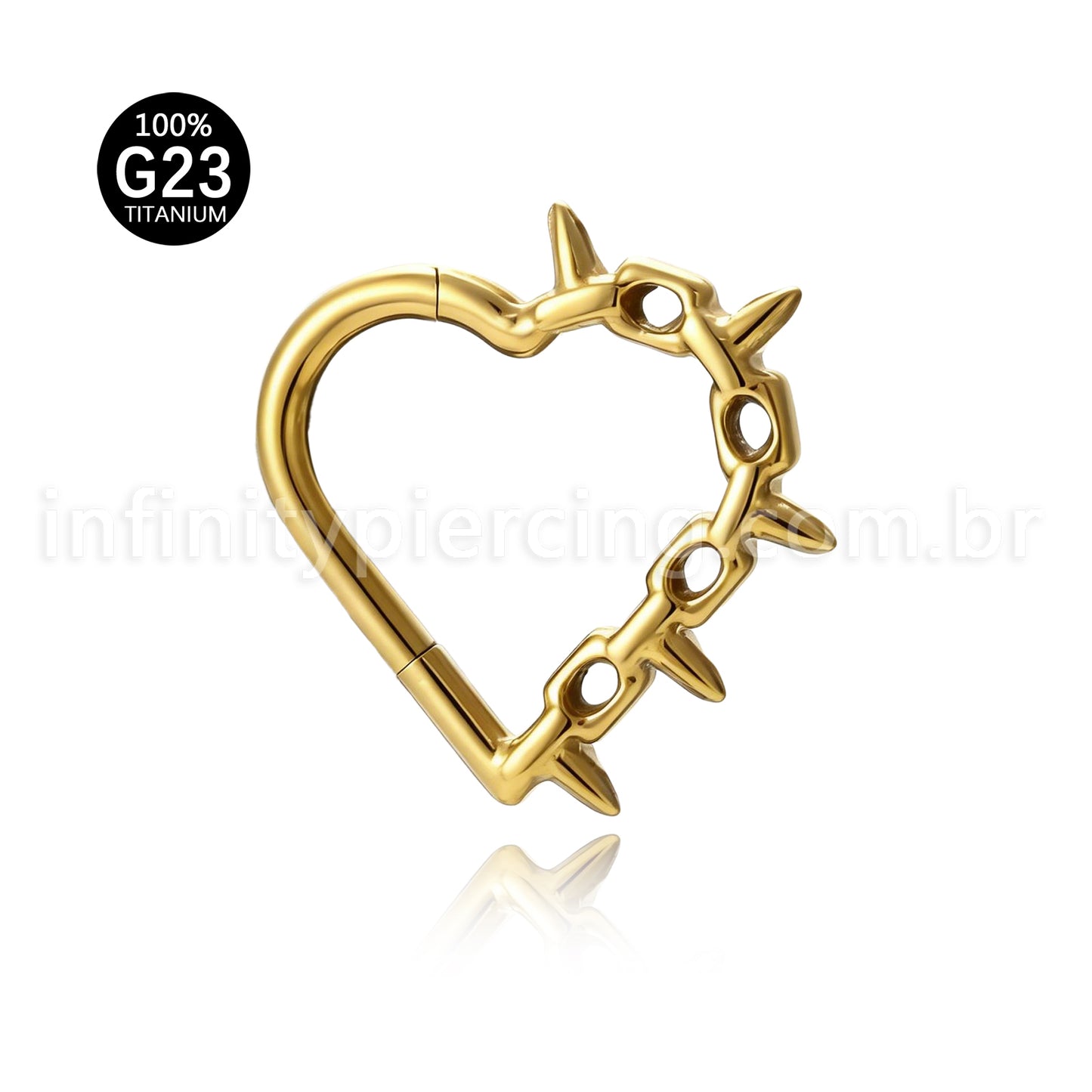 Piercing Argola Coração Titânio Com Detalhes