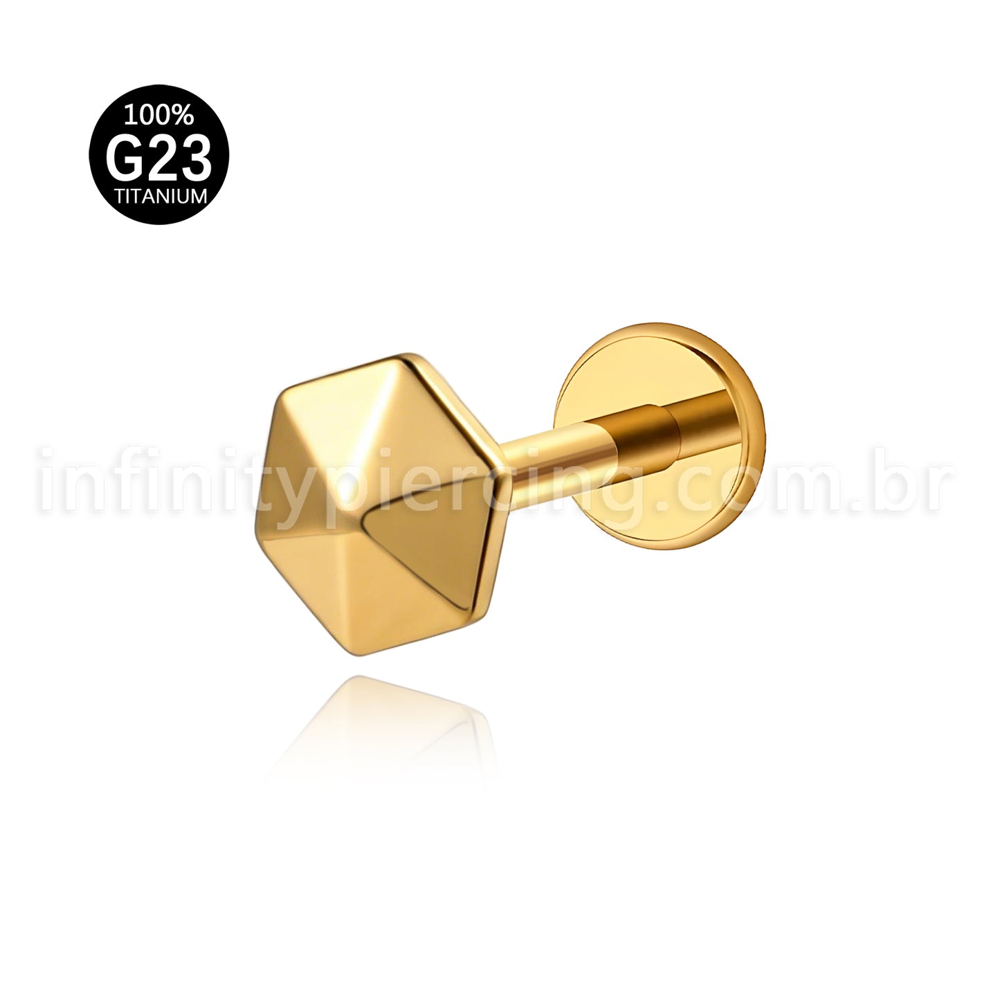 Piercing Labret Titânio Hexagonal