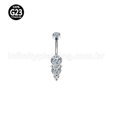 Piercing Banana Titânio 3 Pedras Indiano Zircônia