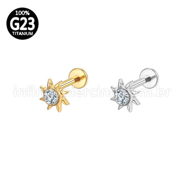 Piercing Labret Titânio Sol Com Zircônia