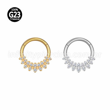 Piercing Argola Titânio Segmento Articulado Zircônias Cravejadas