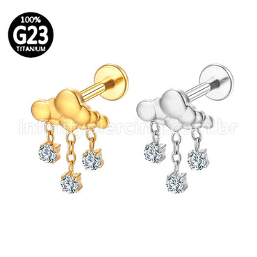 Piercing Labret Titânio Nuvem Pingente Zircônia Cravejada