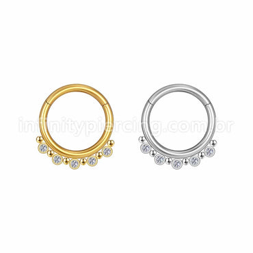 Piercing Argola Aço Cirúrgico Indiano 5 Zircônias
