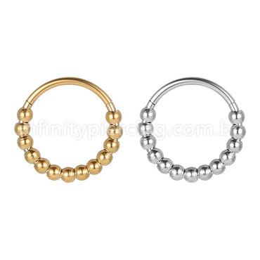 Piercing Argola Aço Cirúrgico Segmento Articulado Bolinhas