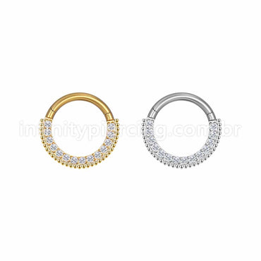 Piercing Argola Segmento Articulado Aço Cirúrgico Indiano Zircônia Lateral