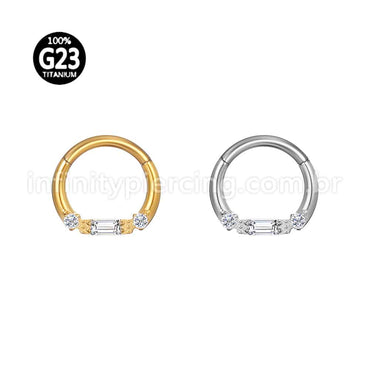 Piercing Argola Titânio Detalhes Zircônia Cravejada