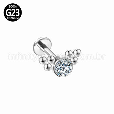 Piercing Labret Push Pin Titânio Indiano Zircônia