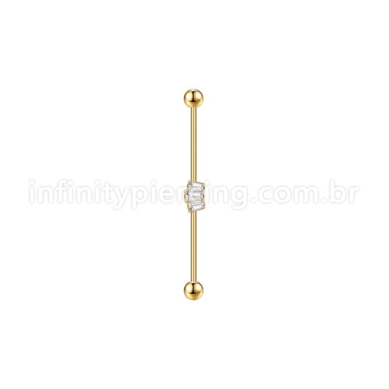 Piercing Transversal Aço Cirurgico Zircônia Coroa