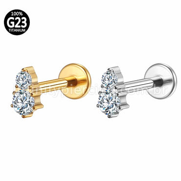 Piercing Labret Titânio Dupla Zircônia