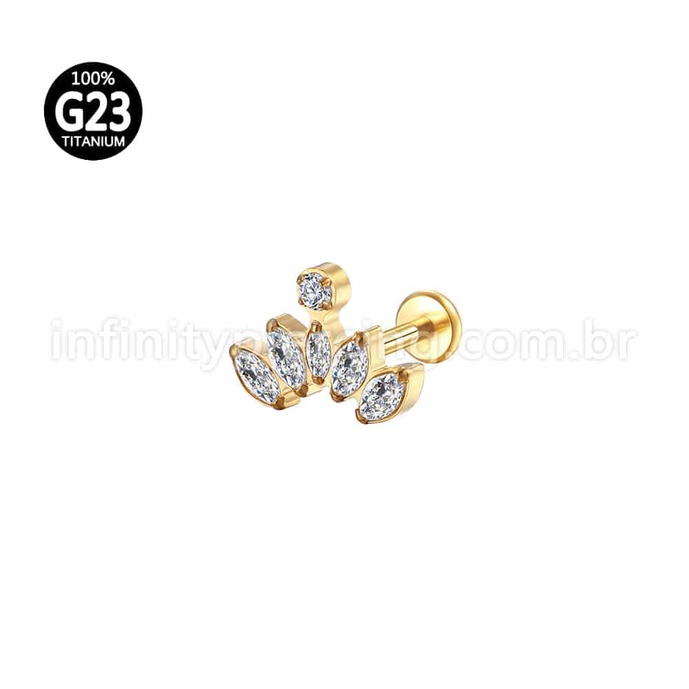 Piercing Labret Titânio 6 Zircônia