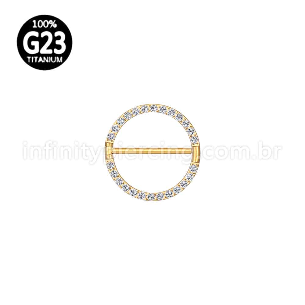 Piercing Argola Titânio Mamilo Zircônia Cravejada