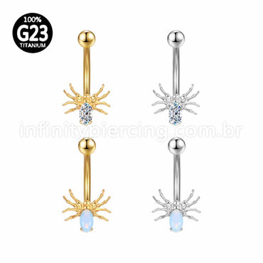 Piercing Banana Titânio Aranha Zircônia Cravejada