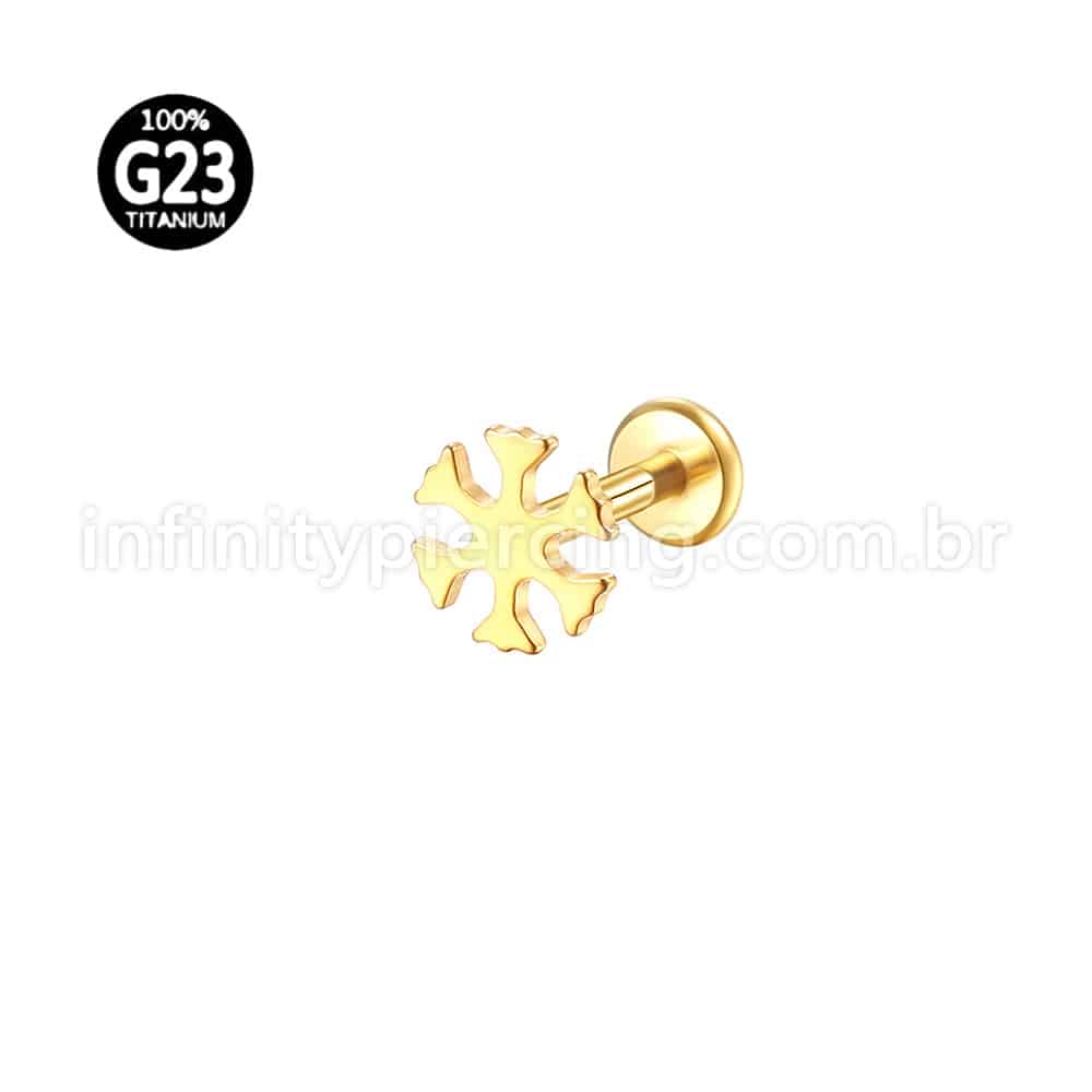 Piercing Labret Titânio Floco De Neve