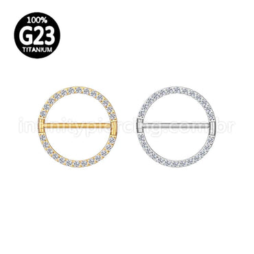 Piercing Argola Titânio Mamilo Zircônia Cravejada