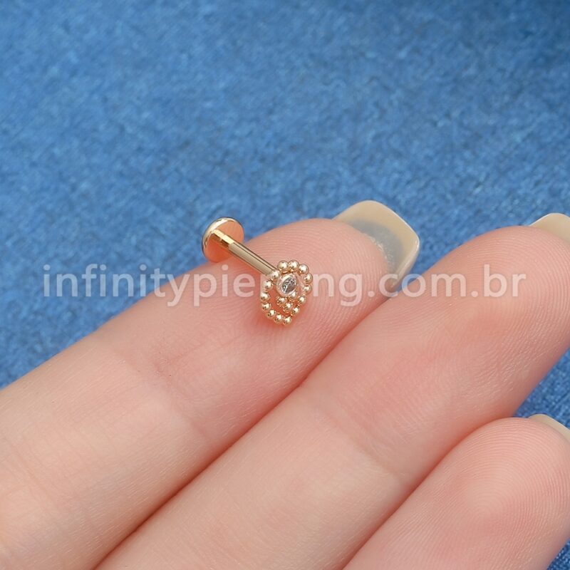 Piercing Labret Aço Cirúrgico Gota Zircônia