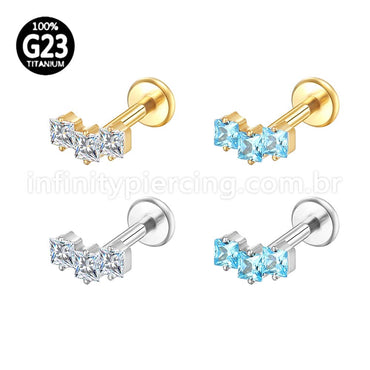 Piercing Labret Titânio Trio Zircônia