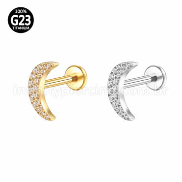 Piercing Labret Titânio Lua Zircônia