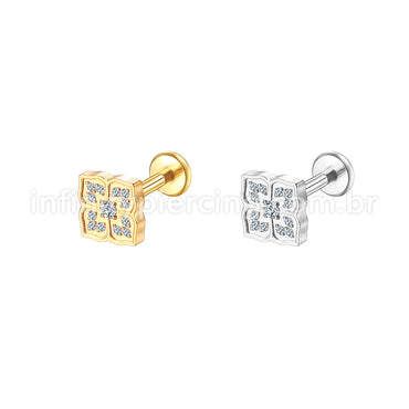 Piercing Labret Ponto De Luz Titânio Zircônia 1,2X6x3 10208