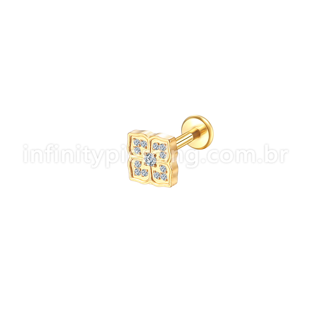 Piercing Labret Ponto De Luz Titânio Zircônia 1,2X6x3 10208