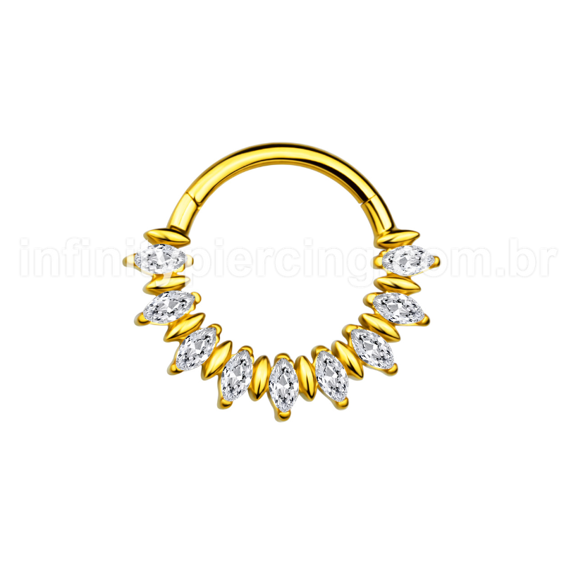 Piercing Argola Aço Cirúrgico Segmento Articulado Zircônias Oval