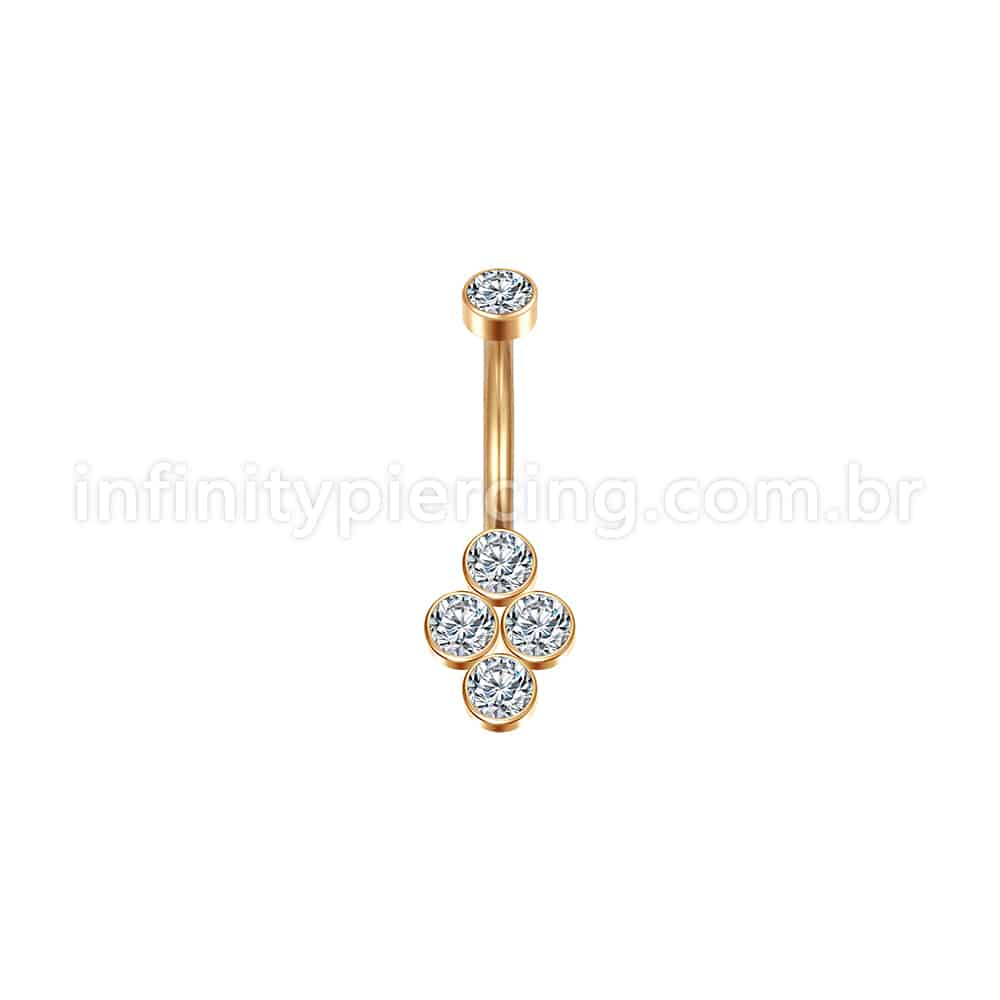 Piercing Banana Aço Cirúrgico 5 Zircônias Cravada